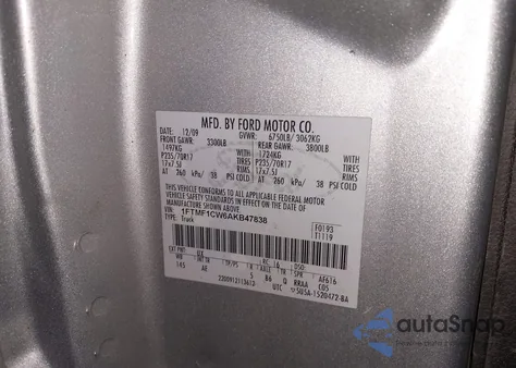 2010 Ford F-150 Stx/Xl/Xlt from USA, damaged, VIN 1FTMF1CW6AKB47838